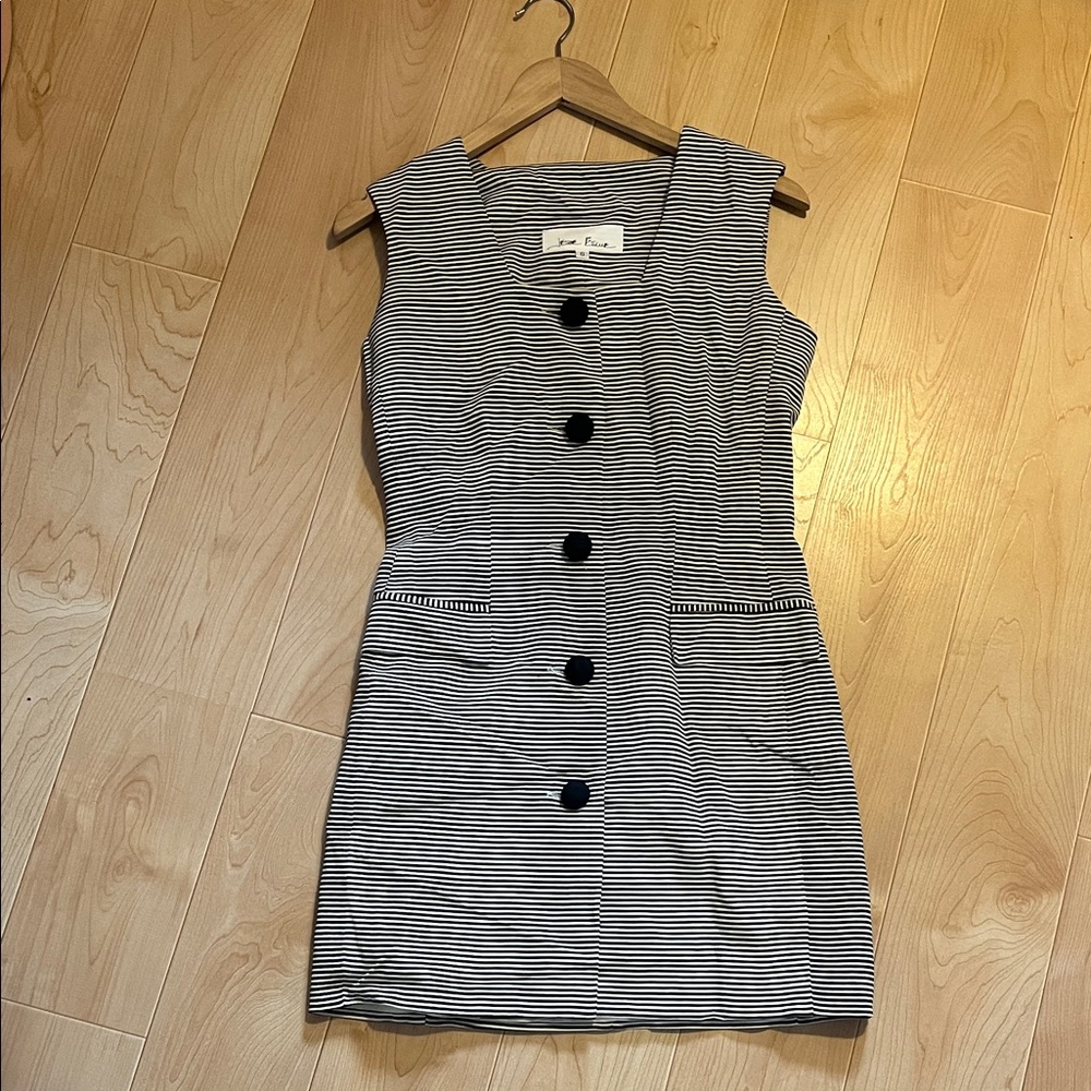Striped Sleeveless Mini Dress with Front Buttons